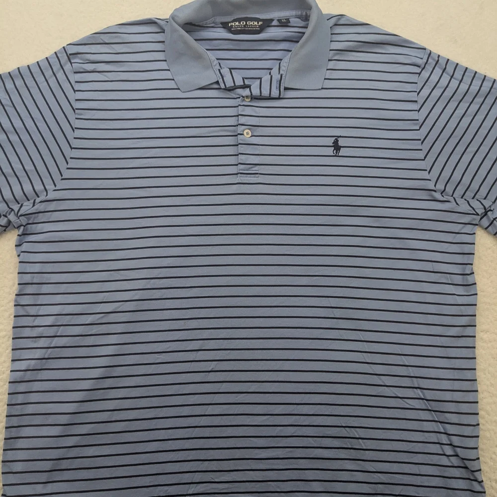 Polo Golf Ralph Lauren Shirt Mens XL Striped Blue Performance Classic Polo
